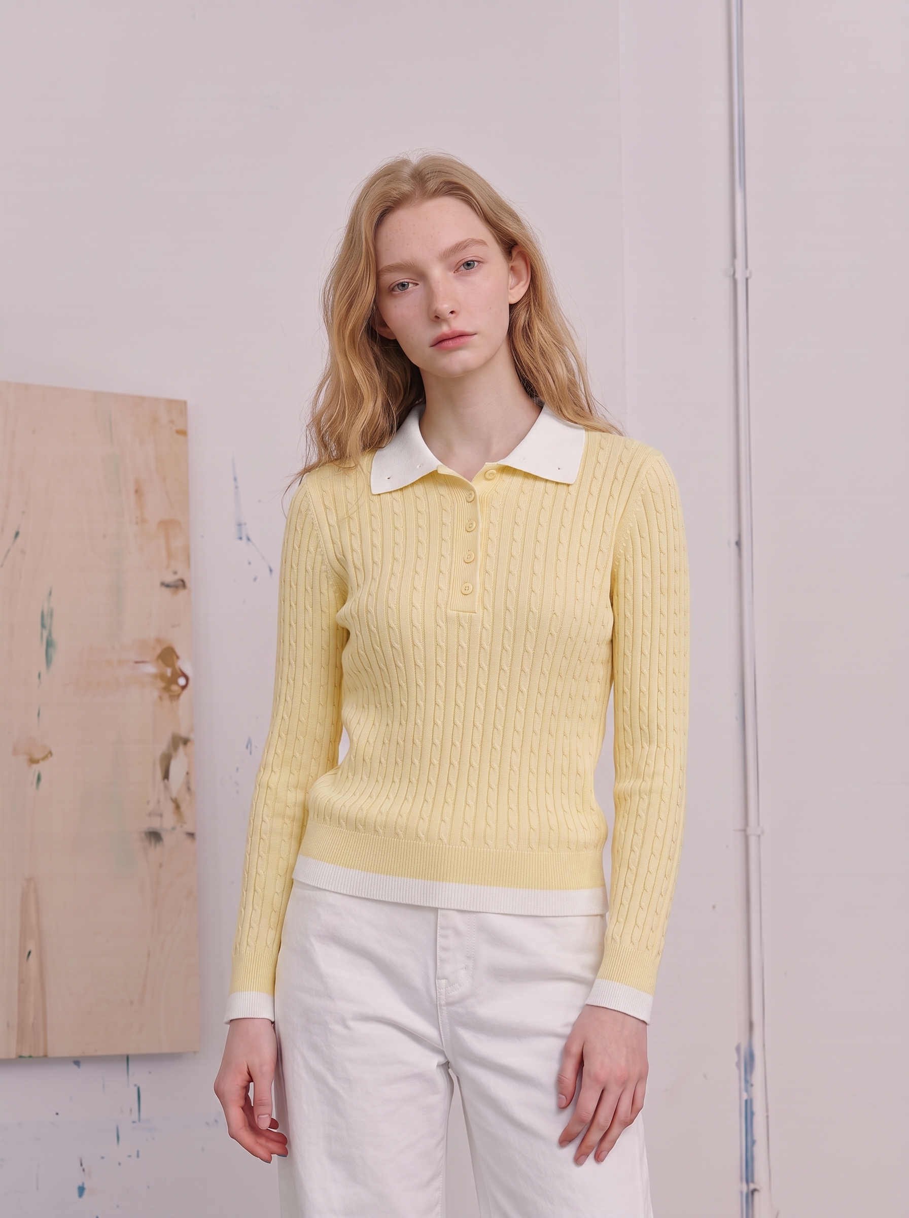 Minimalist collared cropped knit top-LYONSENS