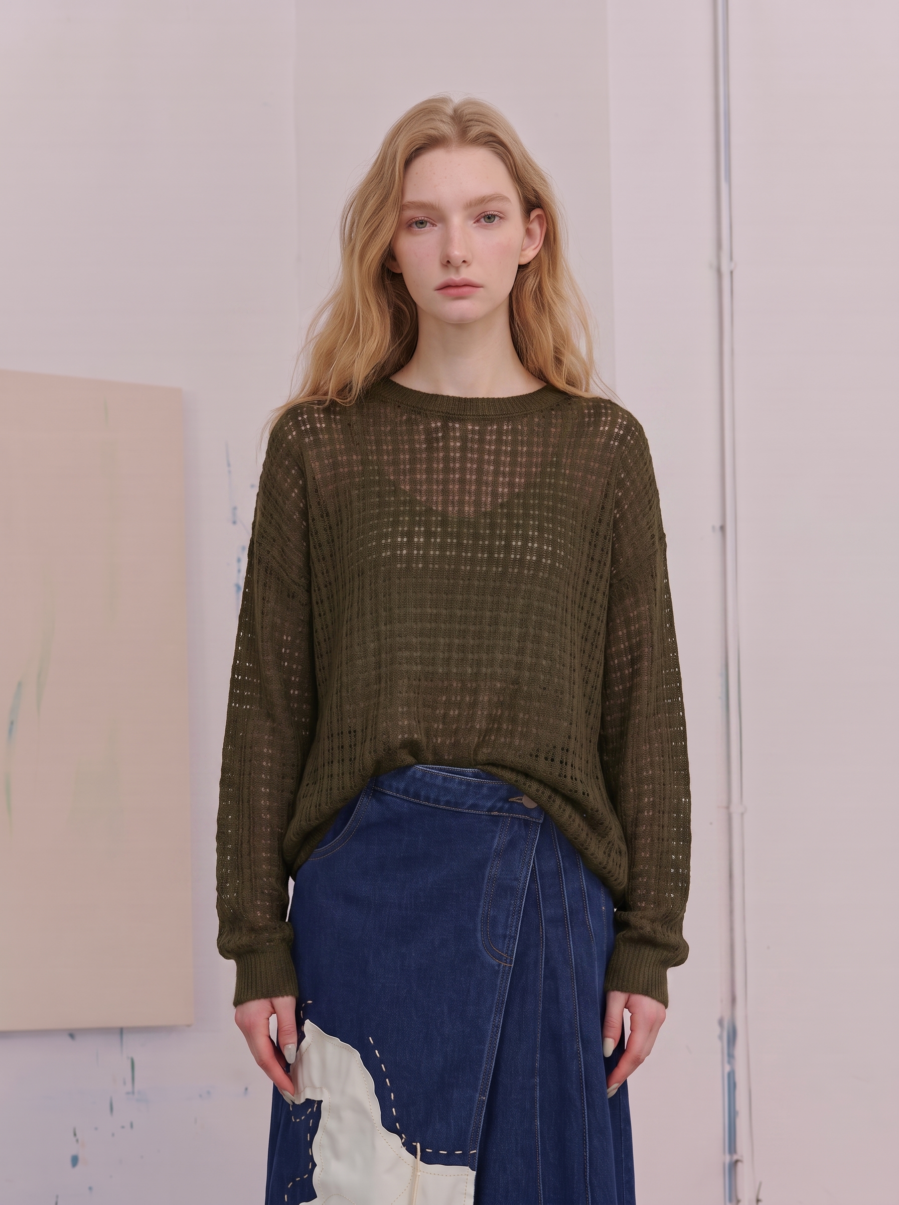 Loose-fit mesh knit sweater-LYONSENS