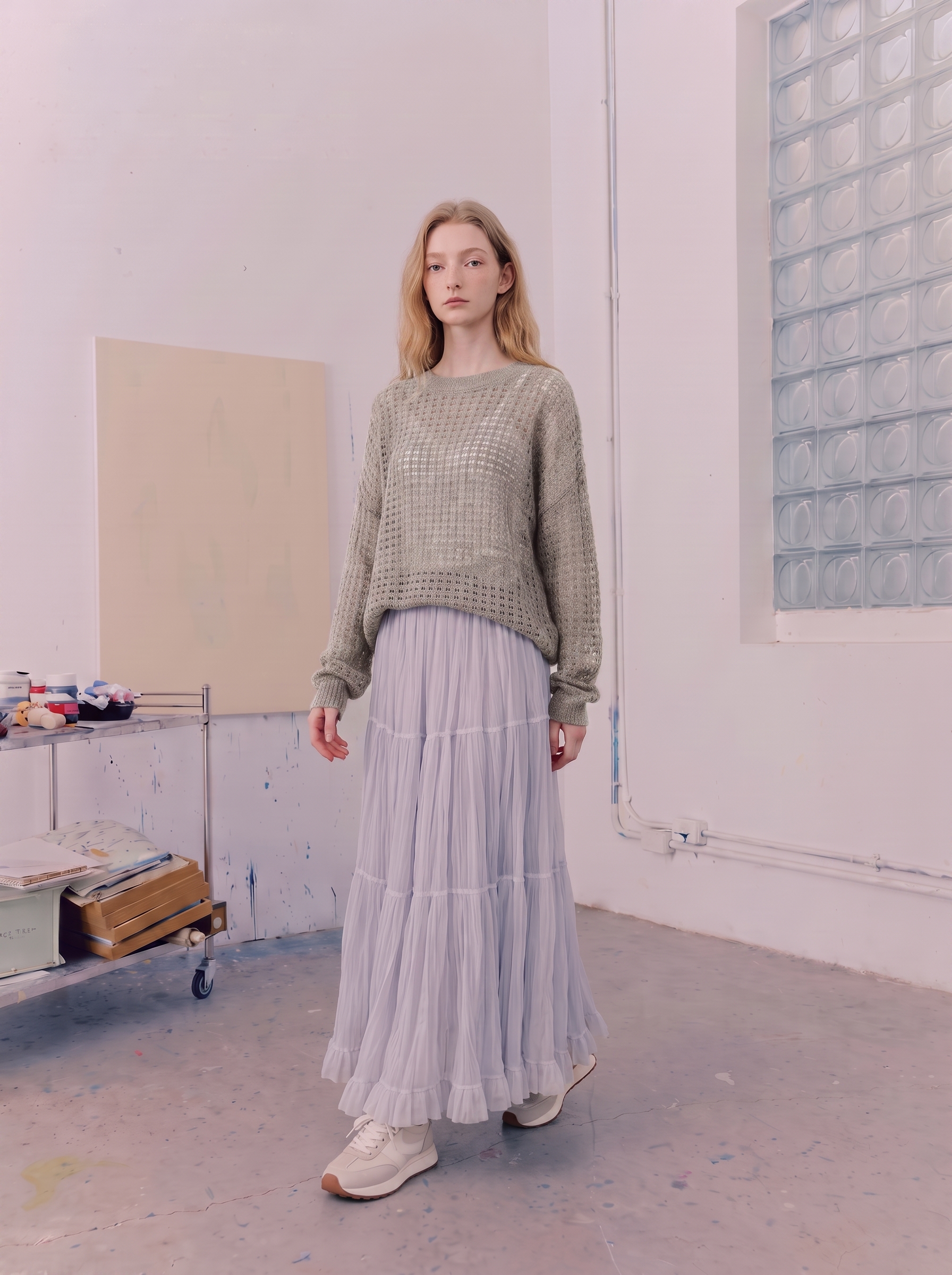 Loose-fit mesh knit sweater-LYONSENS