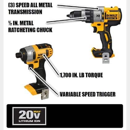 Drill Driver has a compact, Lightweight design. DCF885 Impact Driver provides up to 1400 in. lbs. of maximum torque and delivers up to 2800 RPM.