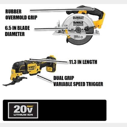 Circular Saw features a 3700 RPM motor for power and speed. The DCS354 Oscillating Multi-Tool brushless motor provides up to 57% more run time.