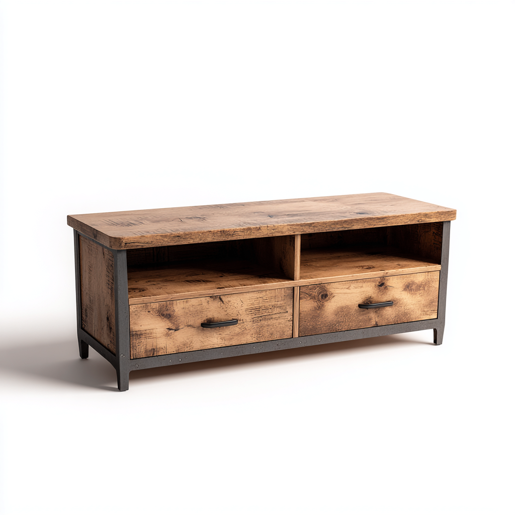 Mobile TV - legno-metallo - 140x40x50 cm - legno naturale-grigio scuro - design industriale-Comfyete