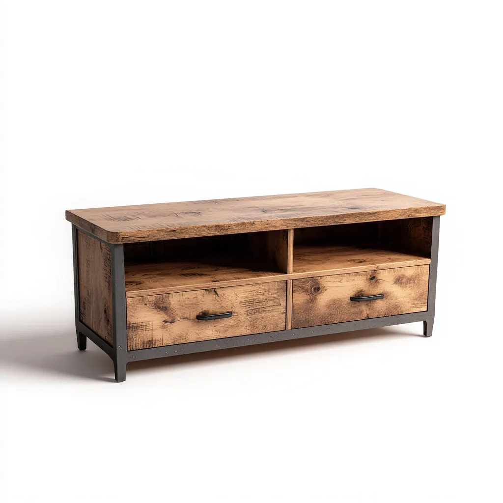 Mobile TV - legno-metallo - 140x40x50 cm - legno naturale-grigio scuro - design industriale-Comfyete