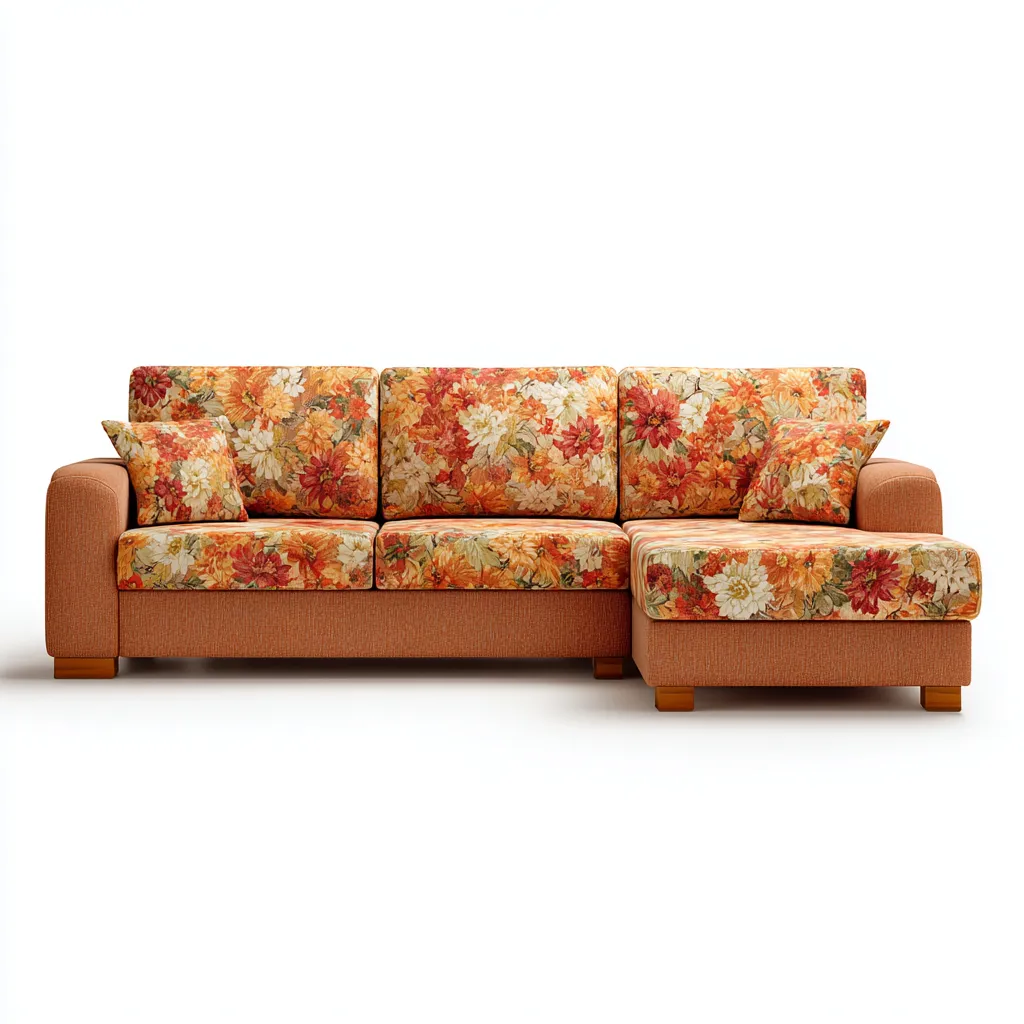 Divano angolare - tessuto - 279x165x87 cm - arancione - design classico decorativo-Comfyete