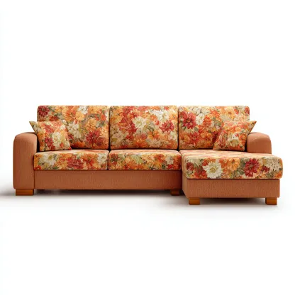 Divano angolare - tessuto - 279x165x87 cm - arancione - design classico decorativo-Comfyete