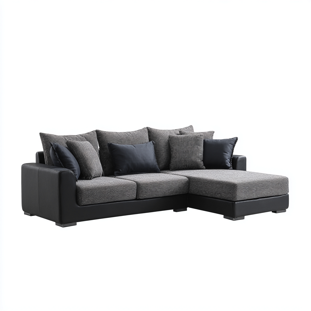 Divano angolare - tessuto - 275x165x88 cm - grigio scuro-nero - design moderno-Comfyete