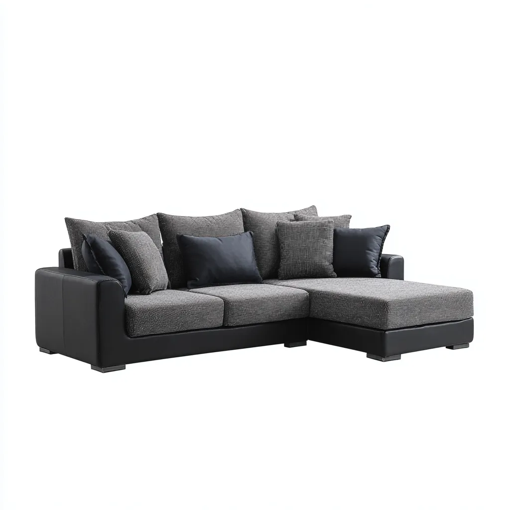 Divano angolare - tessuto - 275x165x88 cm - grigio scuro-nero - design moderno-Comfyete