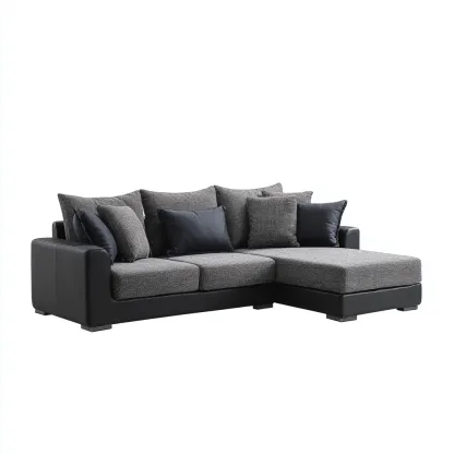 Divano angolare - tessuto - 275x165x88 cm - grigio scuro-nero - design moderno-Comfyete