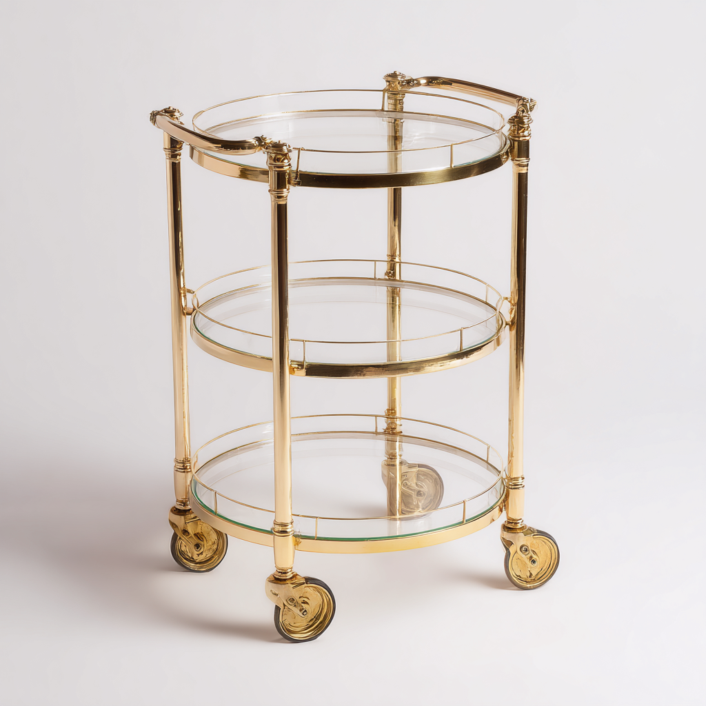 Carrello da cucina-metallo-vetro-58x58x82 cm-oro-trasparente-stile elegante-Comfyete