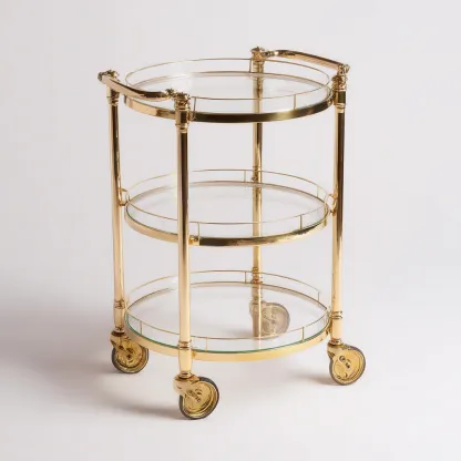 Carrello da cucina-metallo-vetro-58x58x82 cm-oro-trasparente-stile elegante-Comfyete