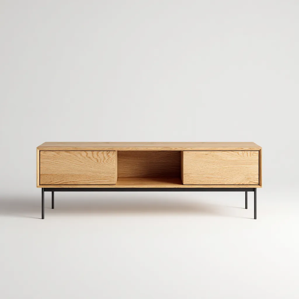 Mobile TV - legno rovere - 150x40x48 cm - rovere naturale-nero - stile moderno-Comfyete