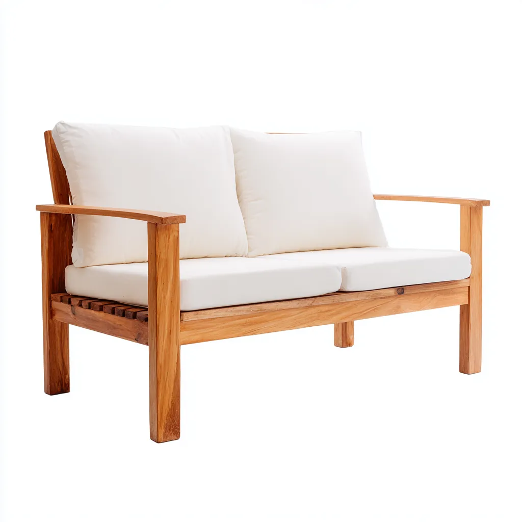 Divano da esterno-legno-156x85x89 cm-bianco-design naturale-Comfyete