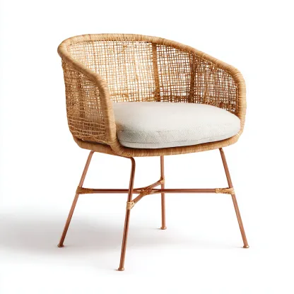 Sedia da giardino-rattan sintetico-metallo-64x61x83 cm-beige-rame-design moderno-Comfyete