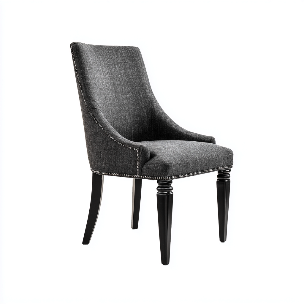 Sedia da pranzo - tessuto-legno - 53x50x92 cm - grigio scuro-nero - stile moderno-Comfyete