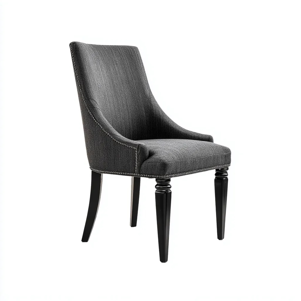 Sedia da pranzo - tessuto-legno - 53x50x92 cm - grigio scuro-nero - stile moderno-Comfyete