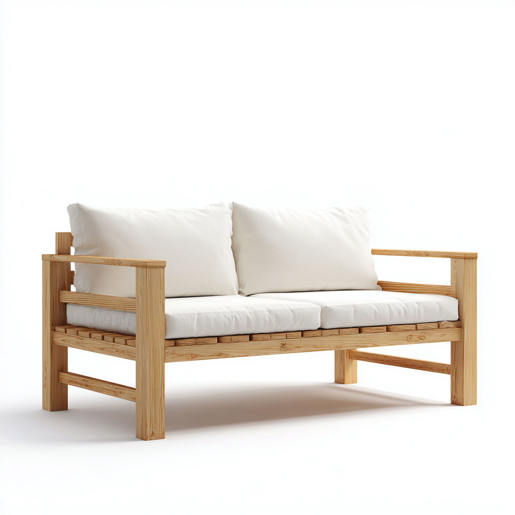 Divano da esterno-legno-158x88x90 cm-bianco-design naturale-Comfyete