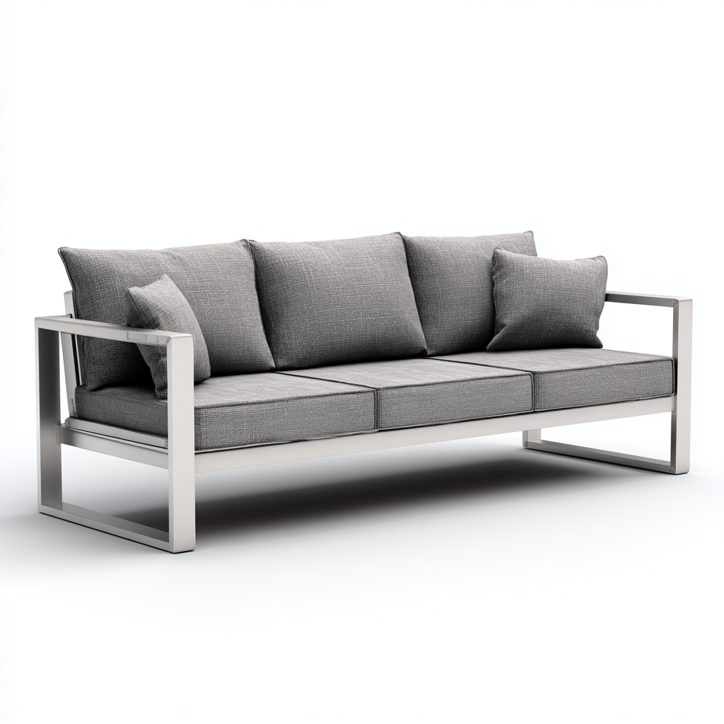 Divano da esterno-alluminio-200x80x78 cm-argento-grigio-moderno-Comfyete