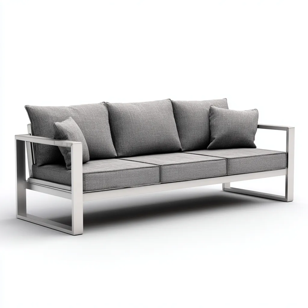 Divano da esterno-alluminio-200x80x78 cm-argento-grigio-moderno-Comfyete