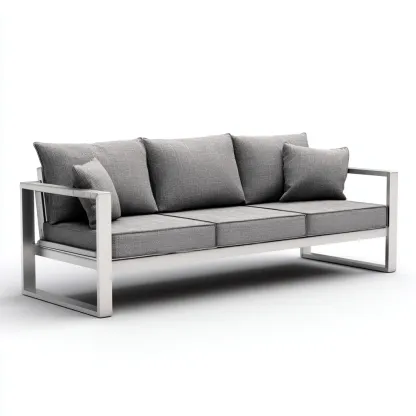 Divano da esterno-alluminio-200x80x78 cm-argento-grigio-moderno-Comfyete