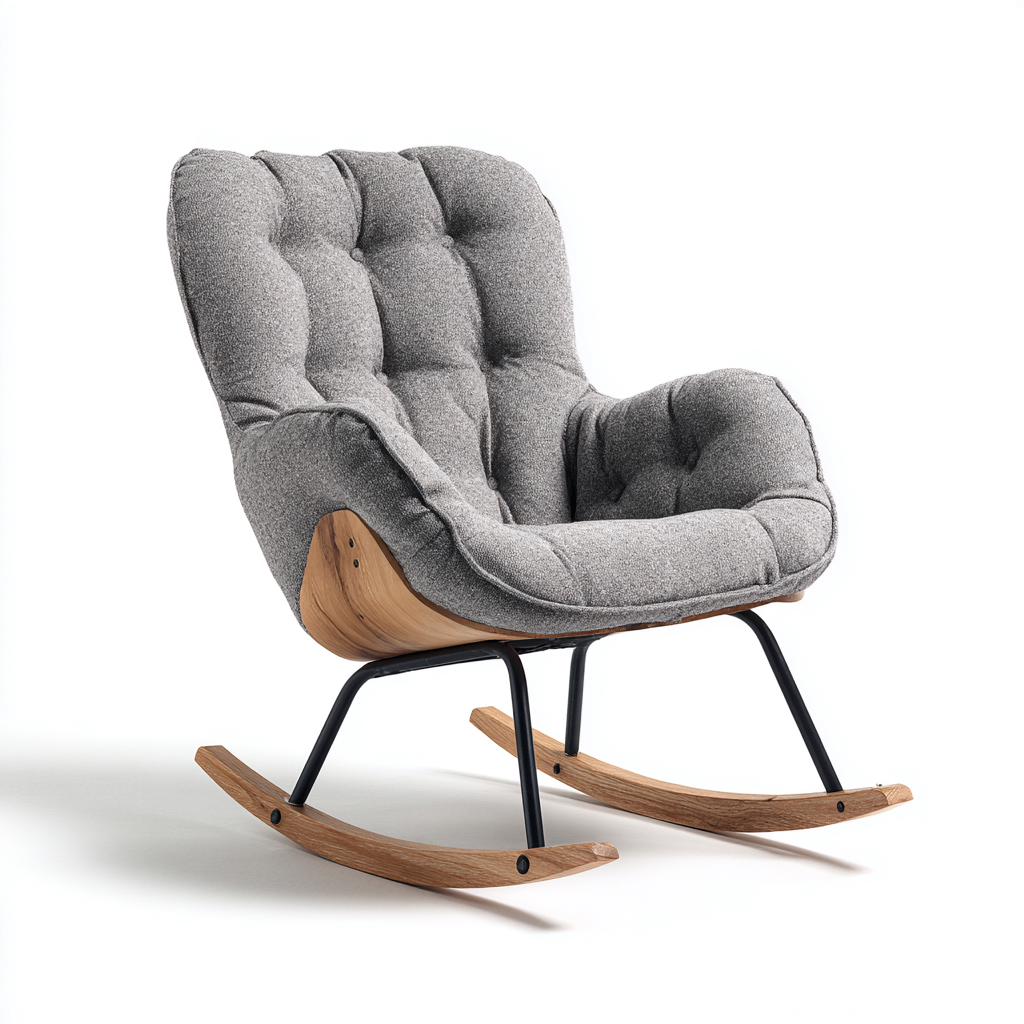 Sedia a dondolo - tessuto - 82x76x102 cm - grigio - design moderno-Comfyete