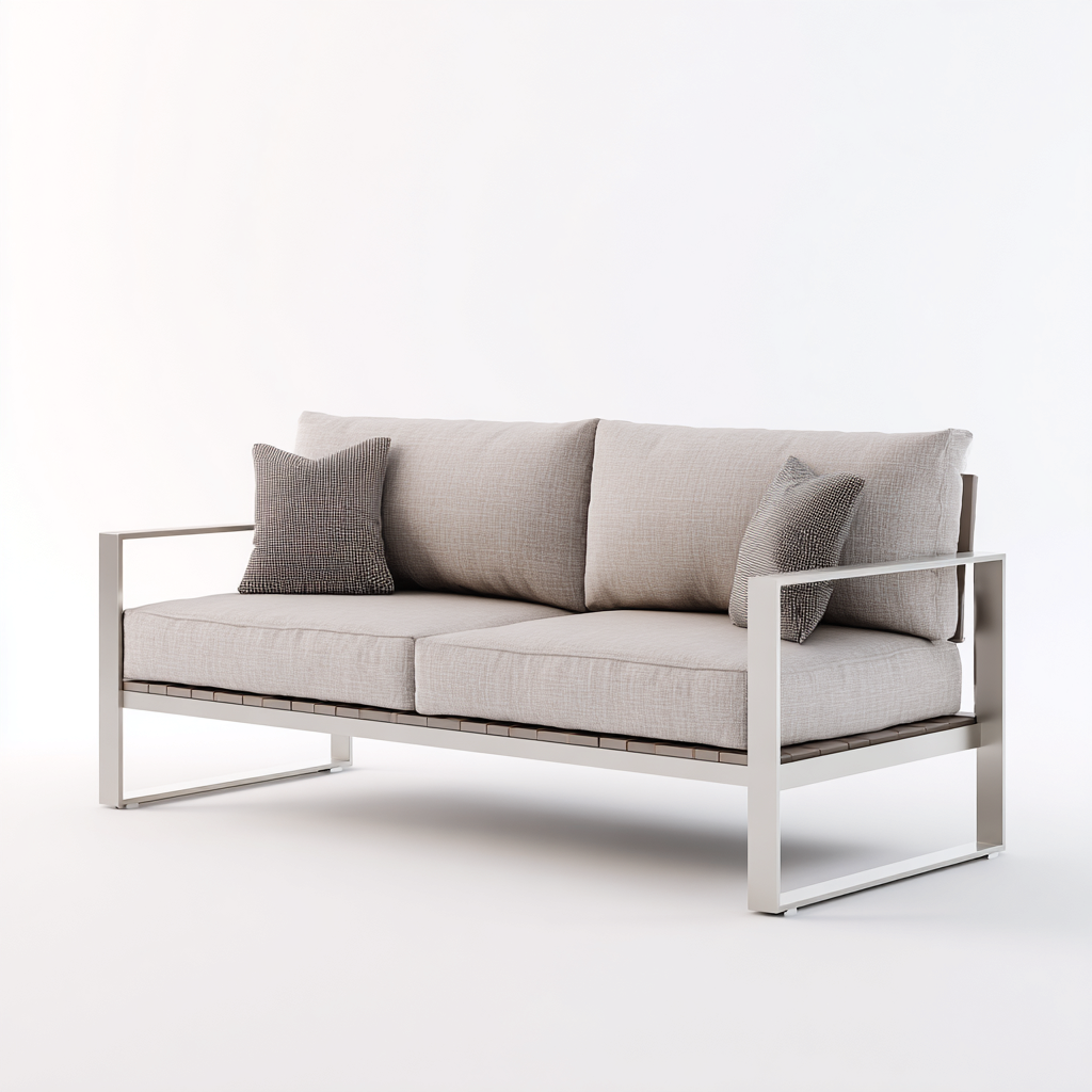 Divano da esterno-alluminio-185x75x78 cm-argento-grigio chiaro-design moderno-Comfyete