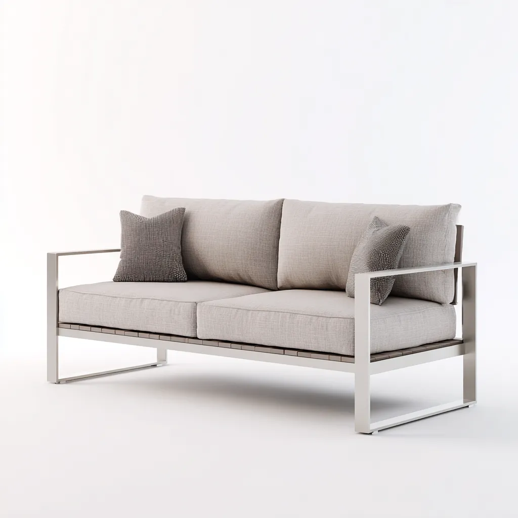 Divano da esterno-alluminio-185x75x78 cm-argento-grigio chiaro-design moderno-Comfyete