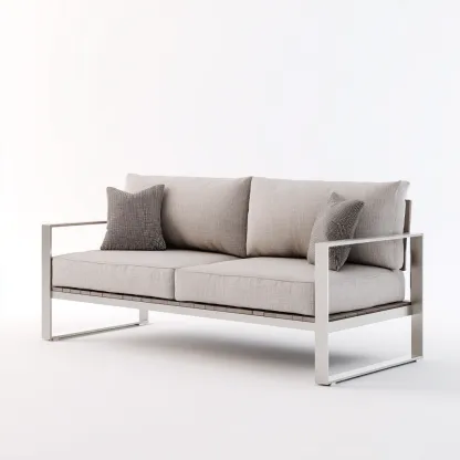 Divano da esterno-alluminio-185x75x78 cm-argento-grigio chiaro-design moderno-Comfyete