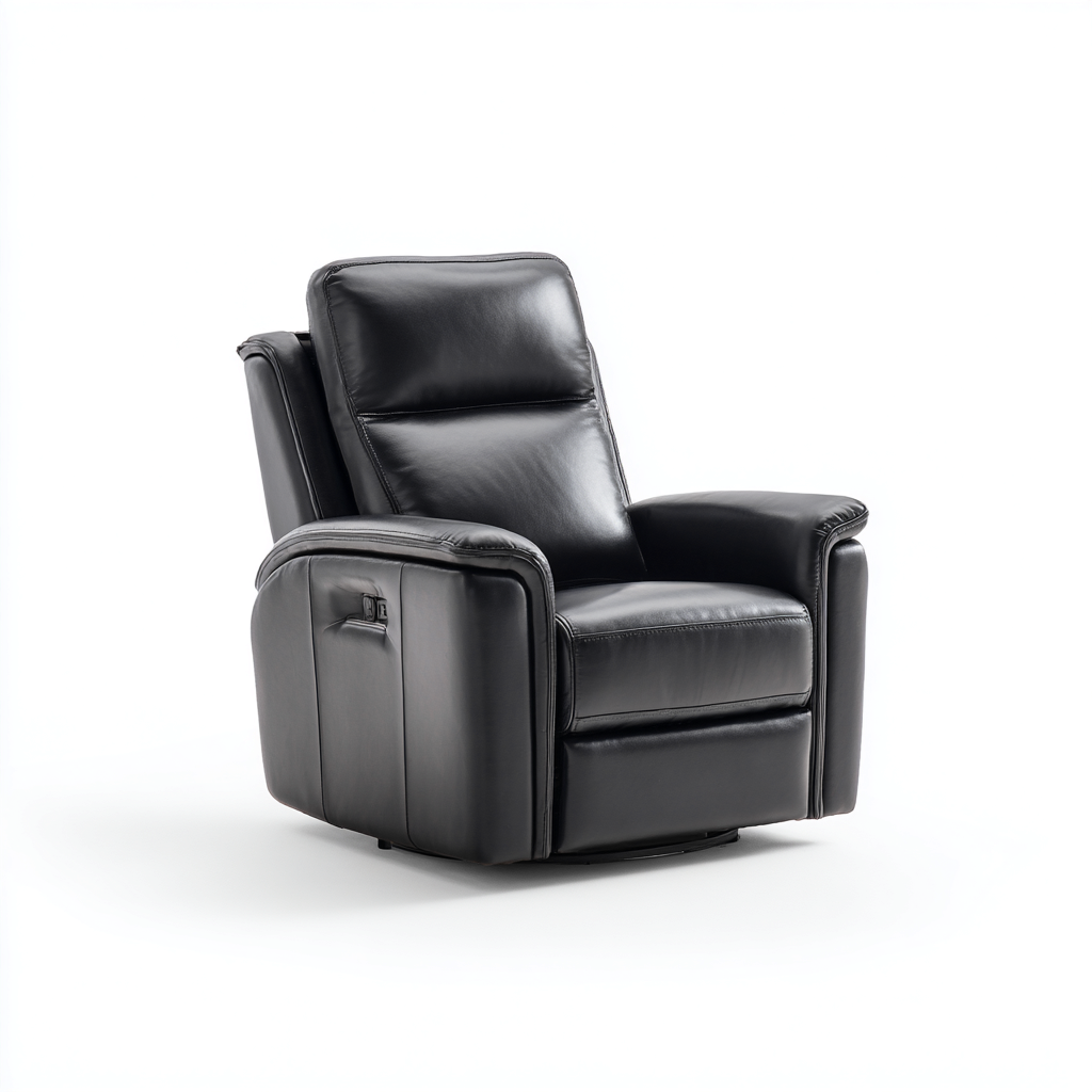 Poltrona reclinabile - vera pelle - 94x90x102 cm - nero - stile moderno-Comfyete