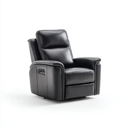 Poltrona reclinabile - vera pelle - 94x90x102 cm - nero - stile moderno-Comfyete