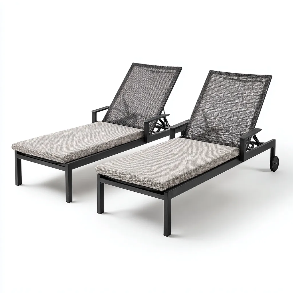 Lettino da sole-alluminio-tessuto-195x65x38 cm-nero-grigio chiaro-moderno-Comfyete