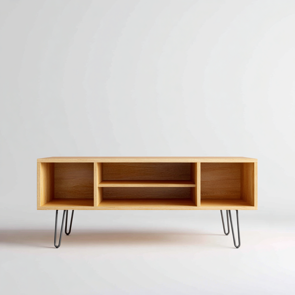 Mobile TV - legno - metallo - 140x40x55 cm - rovere naturale-grigio - stile moderno-Comfyete