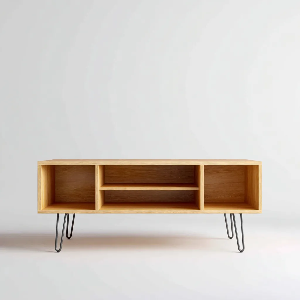 Mobile TV - legno - metallo - 140x40x55 cm - rovere naturale-grigio - stile moderno-Comfyete