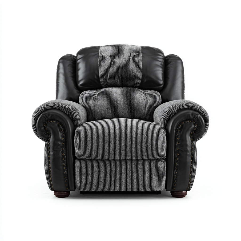 Poltrona reclinabile - tessuto e pelle sintetica - 104x97x106 cm - grigio-nero - design classico-Comfyete