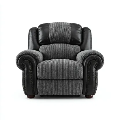 Poltrona reclinabile - tessuto e pelle sintetica - 104x97x106 cm - grigio-nero - design classico-Comfyete