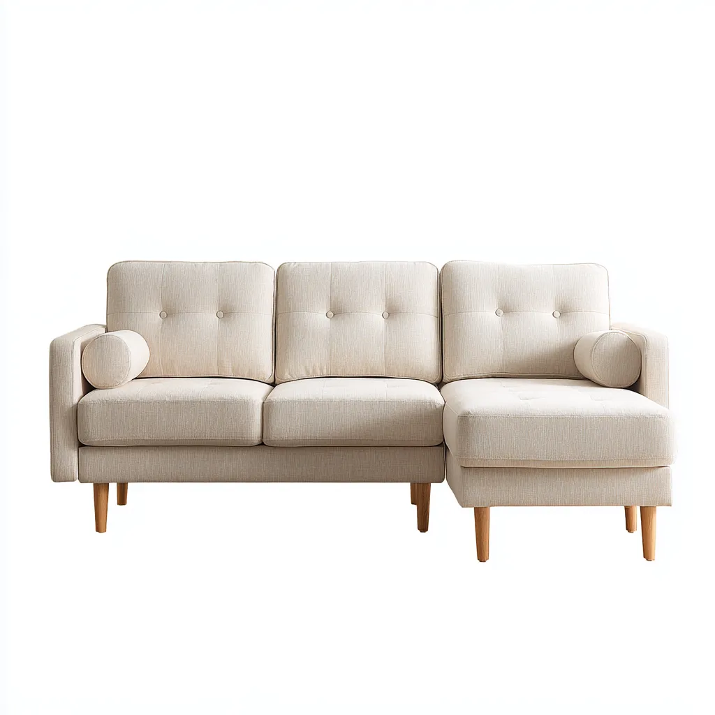 Divano angolare - tessuto - 260x155x87 cm - crema - design moderno-Comfyete