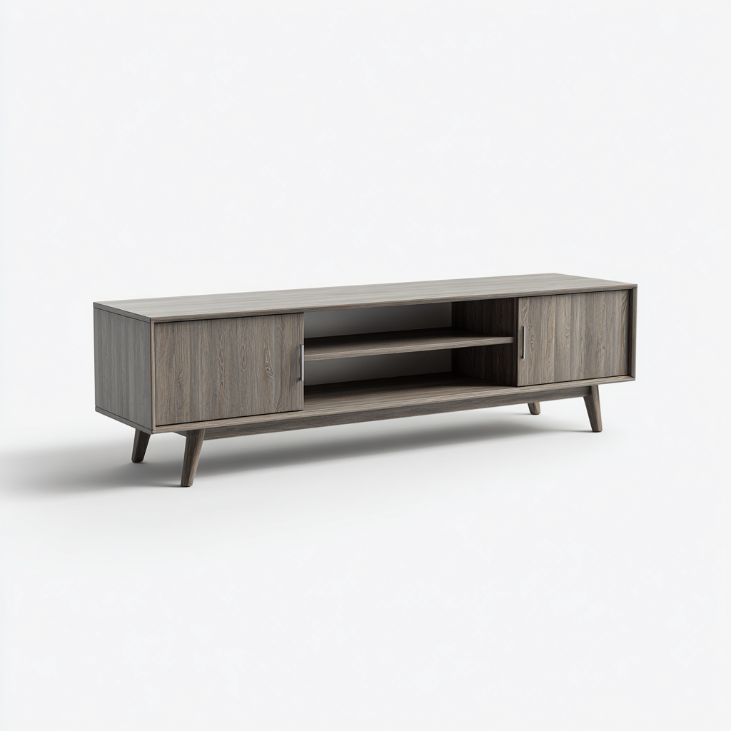 Mobile TV - legno - 180x40x52 cm - grigio legno-nero - stile moderno-Comfyete