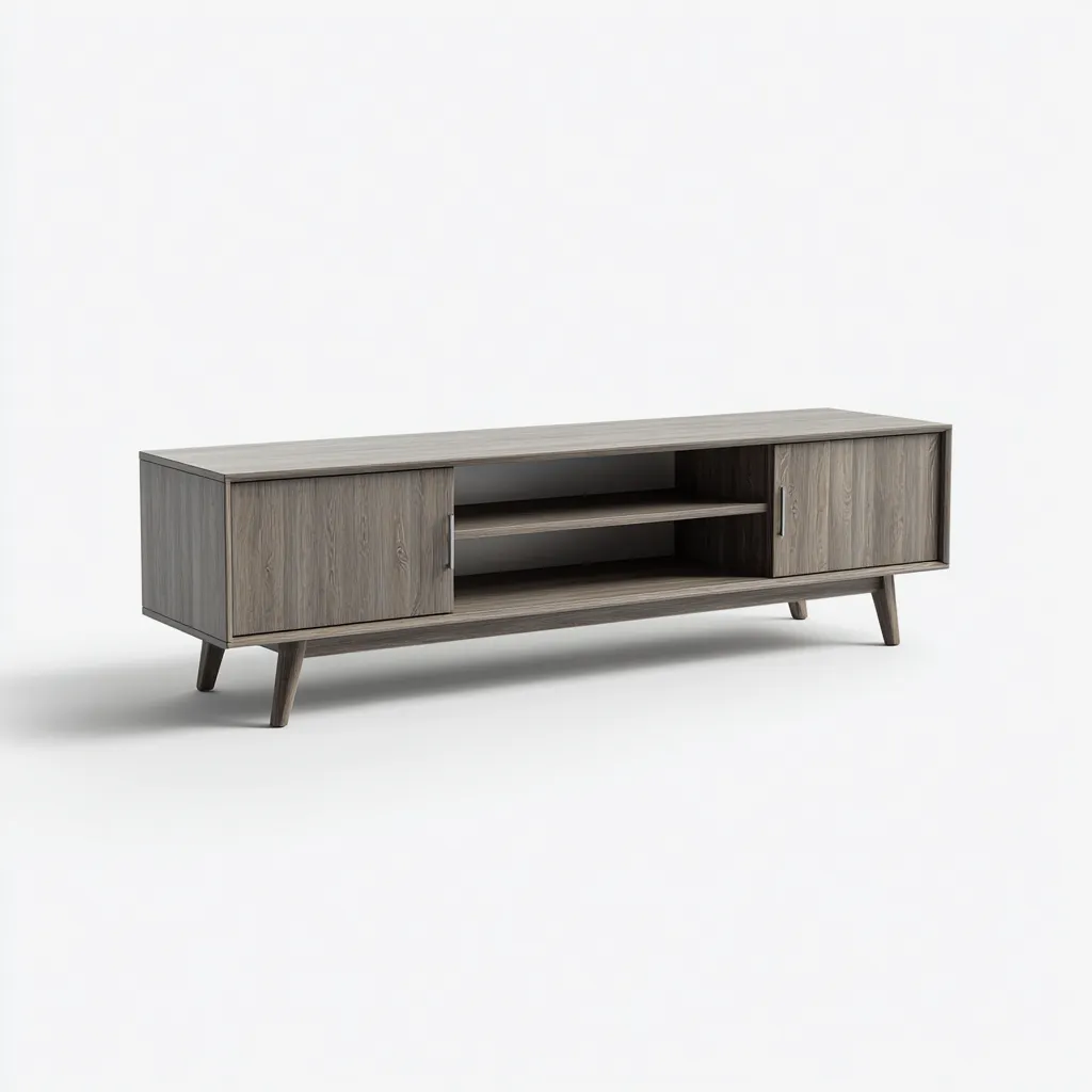 Mobile TV - legno - 180x40x52 cm - grigio legno-nero - stile moderno-Comfyete