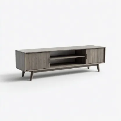 Mobile TV - legno - 180x40x52 cm - grigio legno-nero - stile moderno-Comfyete