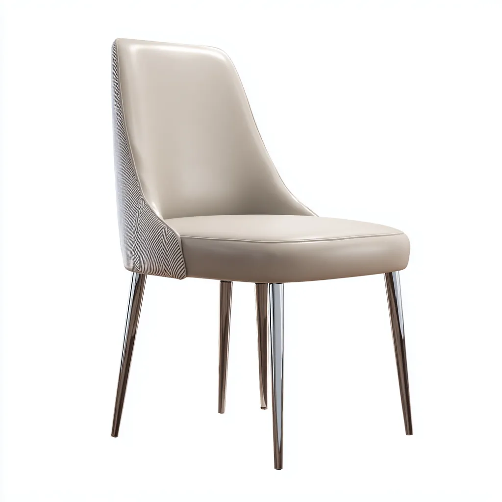 Sedia da pranzo-metallo-pelle-tessuto-49x45x87 cm-beige-moderno-Comfyete
