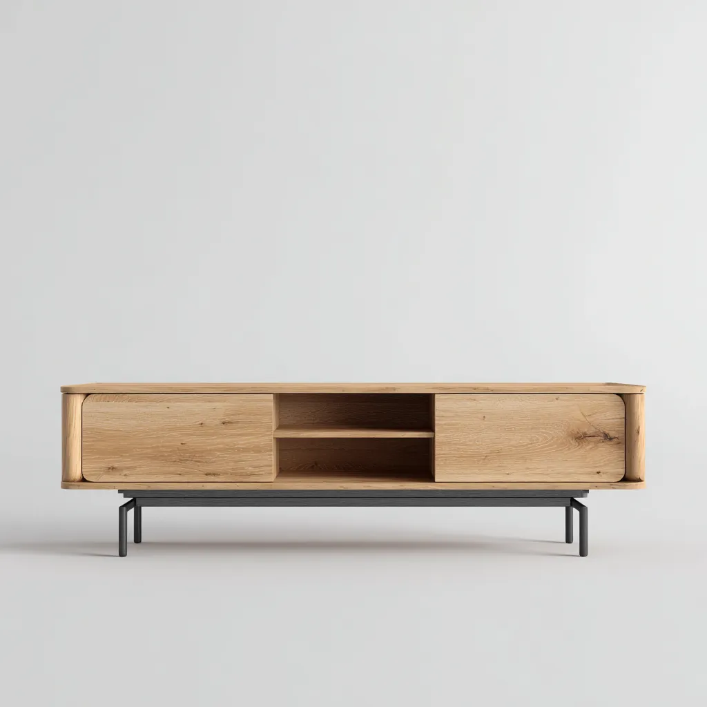 Mobile TV - legno rovere - 160x40x50 cm - rovere naturale-nero - stile moderno-Comfyete