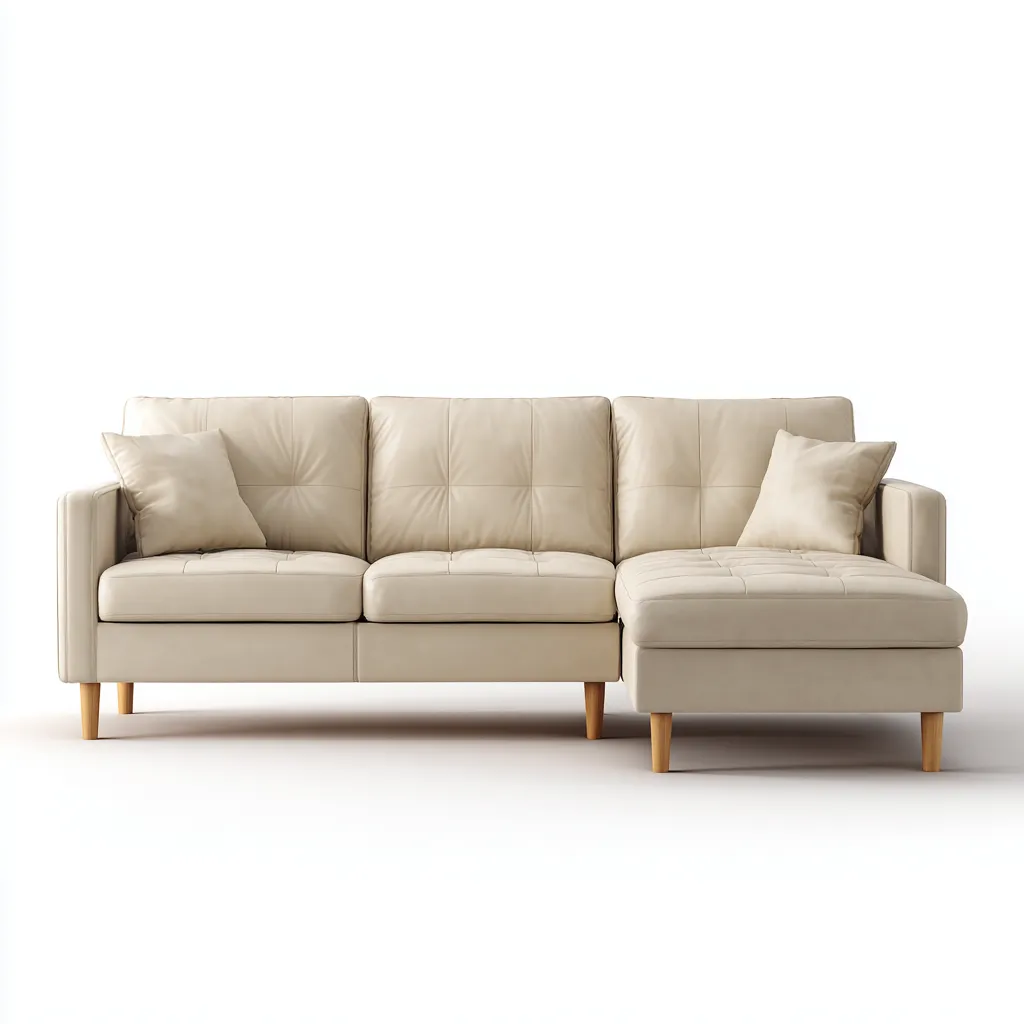 Divano angolare - pelle - 264x159x86 cm - crema - design moderno-Comfyete