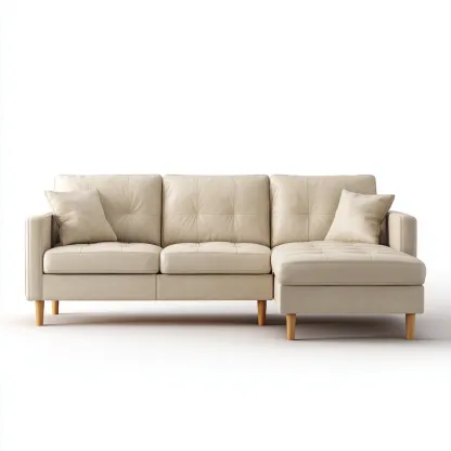 Divano angolare - pelle - 264x159x86 cm - crema - design moderno-Comfyete