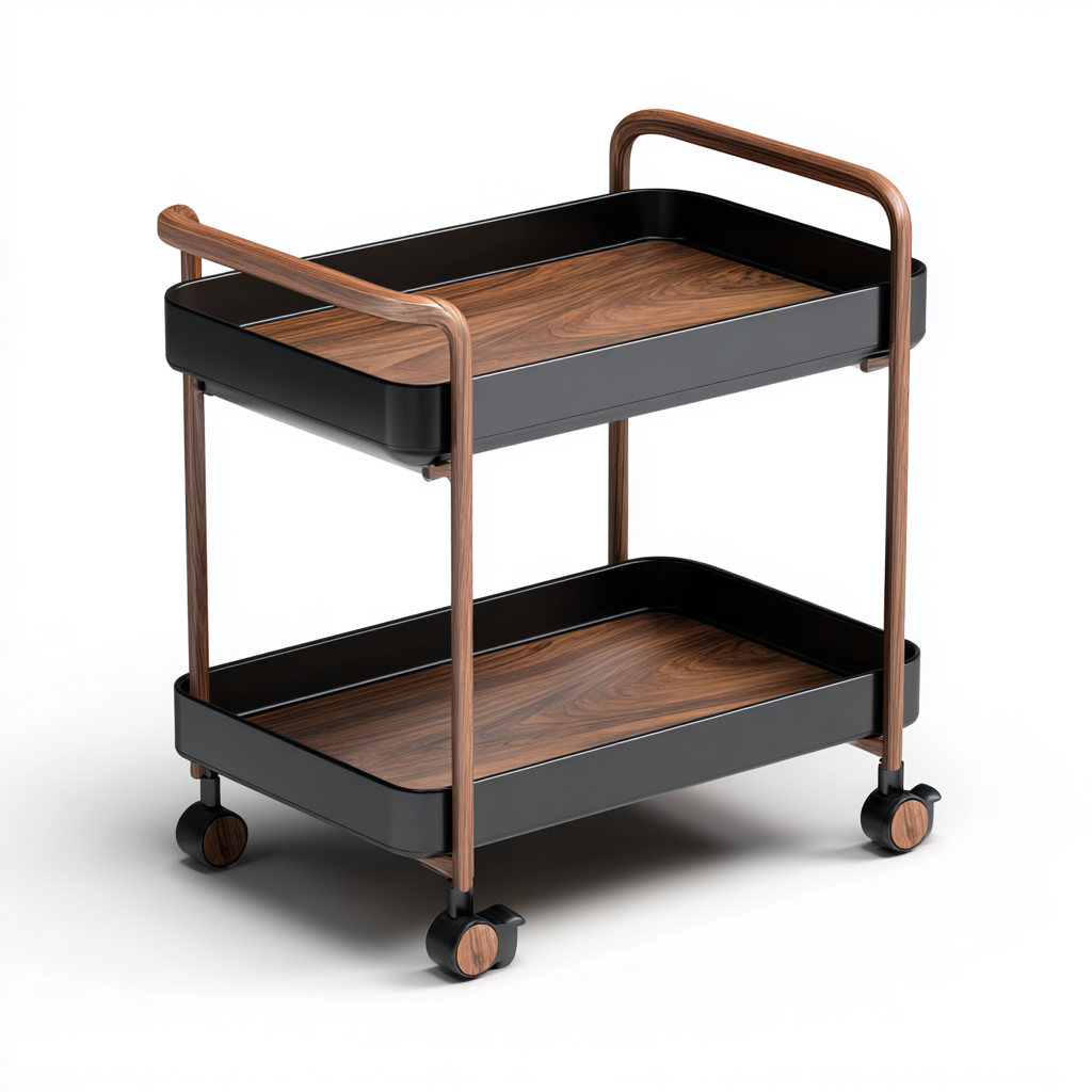 Carrello da cucina-metallo-legno-68x43x89 cm-marrone-nero-design moderno-Comfyete