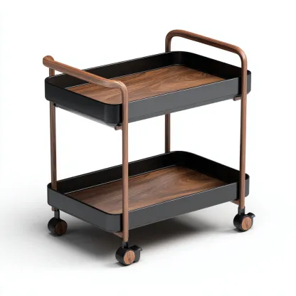 Carrello da cucina-metallo-legno-68x43x89 cm-marrone-nero-design moderno-Comfyete