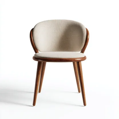 Sedia da pranzo - tessuto-legno - 52x50x80 cm - crema-legno naturale - stile moderno-Comfyete