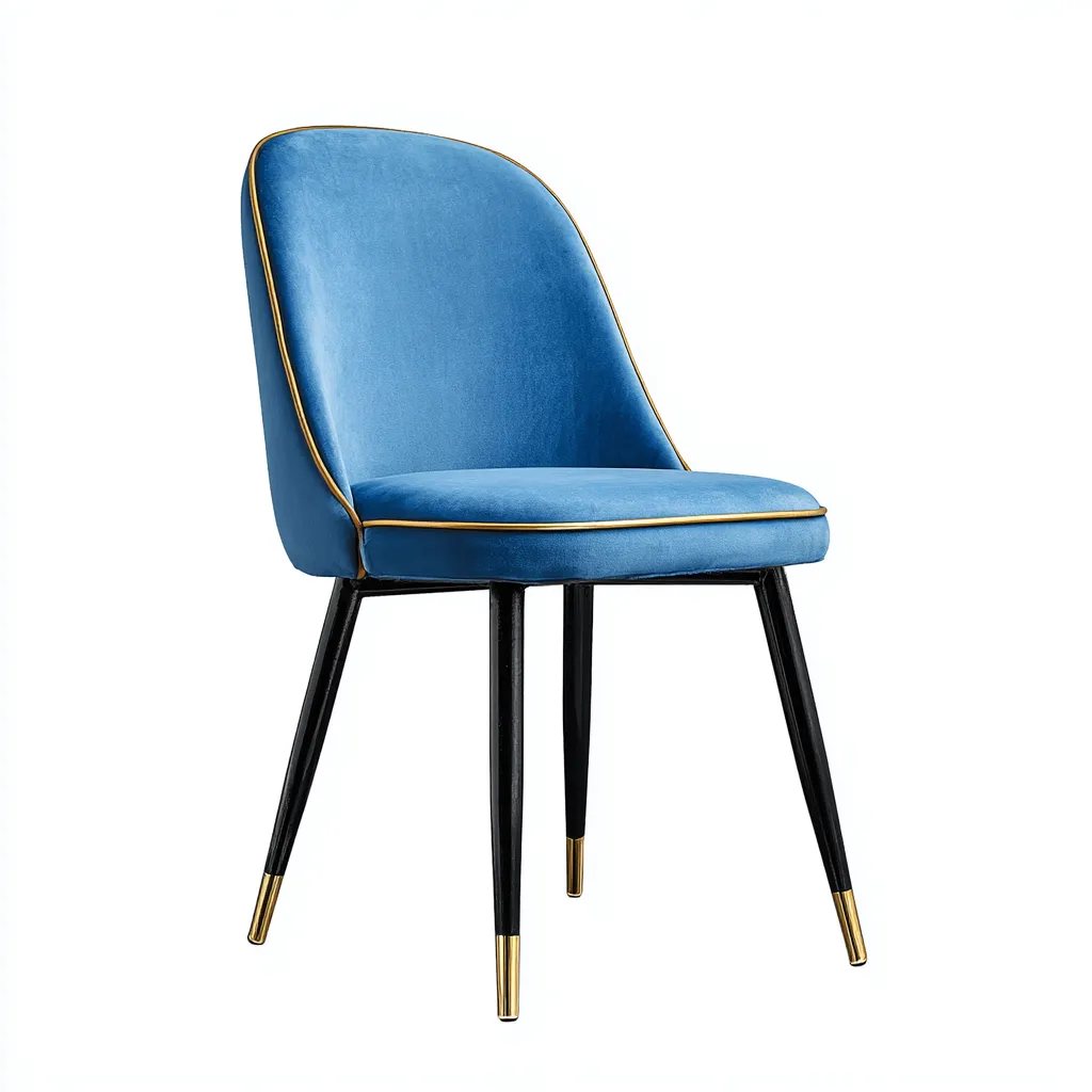 Sedia da pranzo - velluto-metallo - 50x47x82 cm - blu-nero-oro - stile moderno-Comfyete