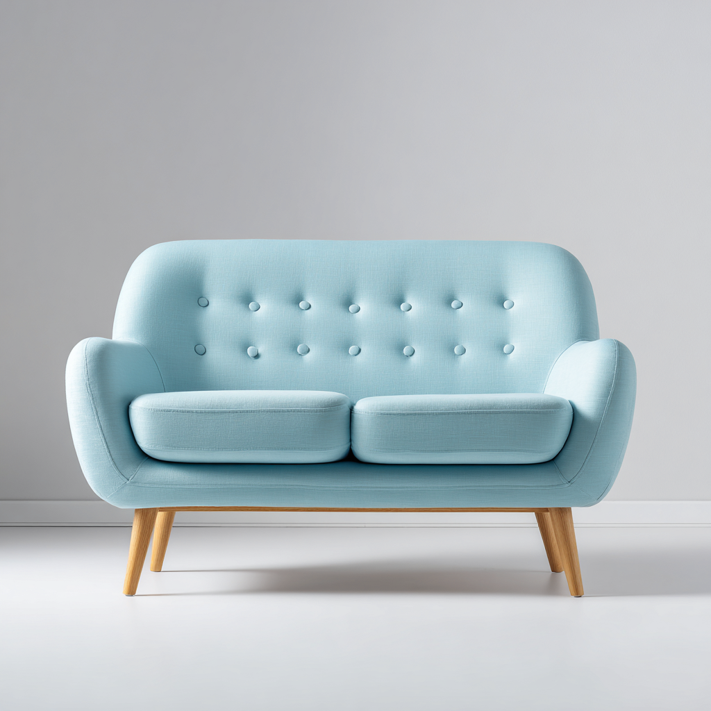 Divano lineare - tessuto - 148x82x86 cm - azzurro - stile nordico-Comfyete