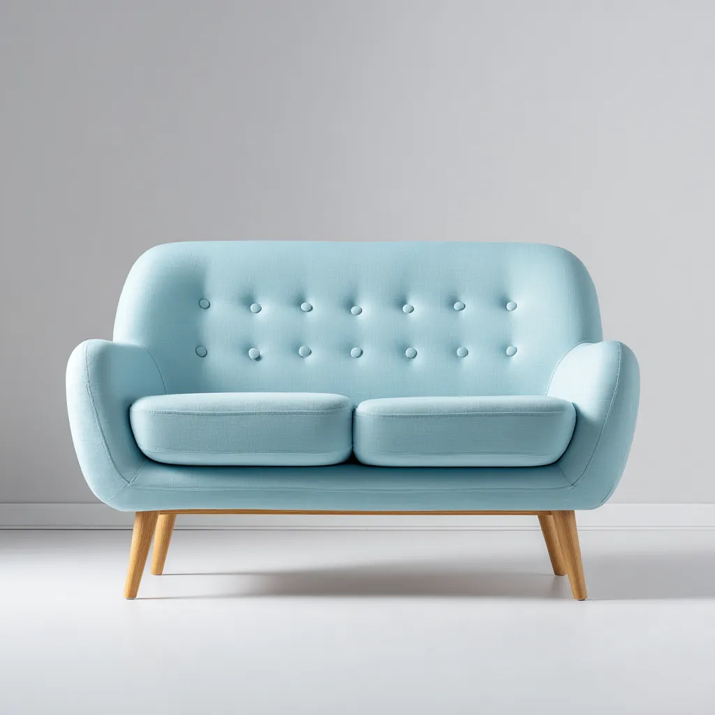 Divano lineare - tessuto - 148x82x86 cm - azzurro - stile nordico-Comfyete