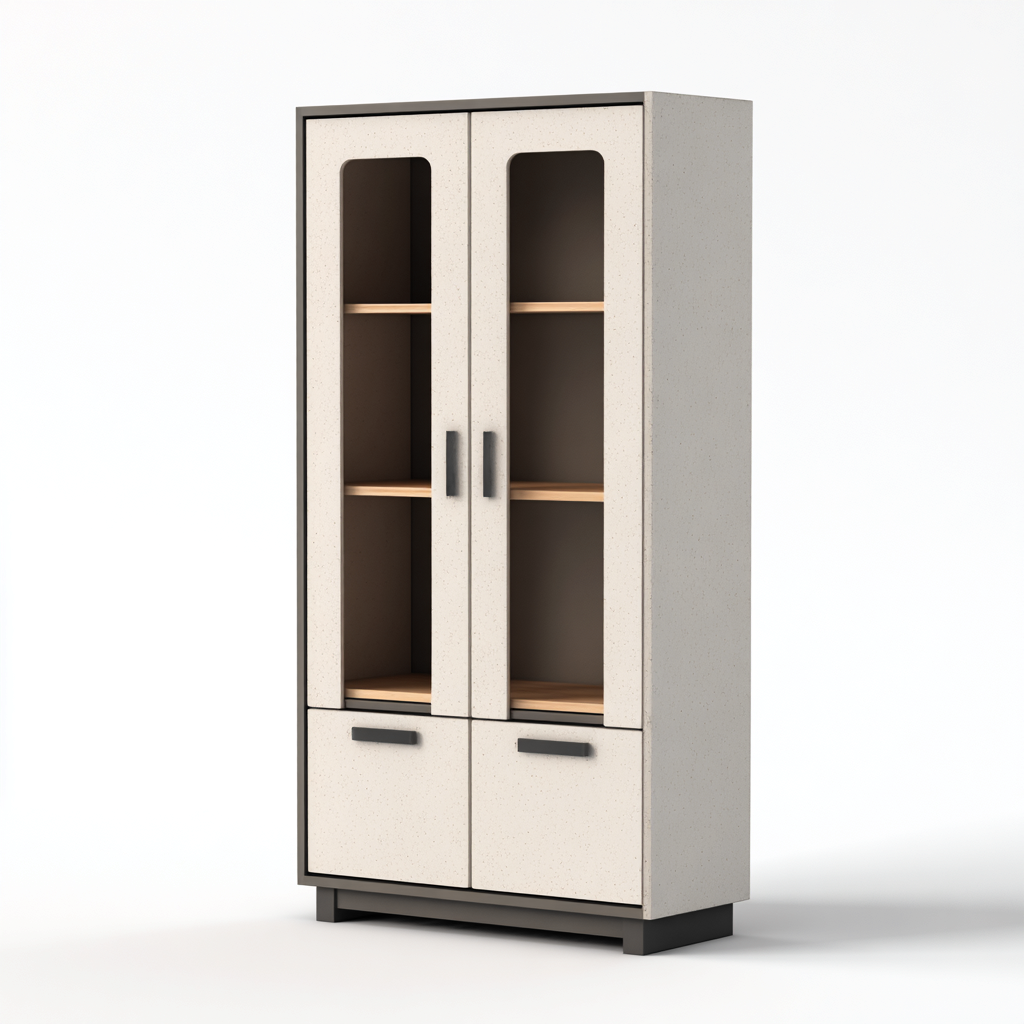 Armadietto da cucina-legno-vetro-metallo-78x42x188 cm-bianco-grigio-design moderno-Comfyete