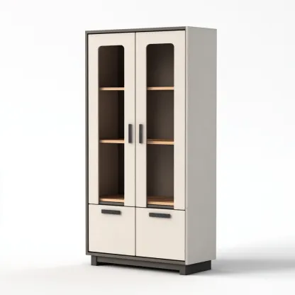 Armadietto da cucina-legno-vetro-metallo-78x42x188 cm-bianco-grigio-design moderno-Comfyete